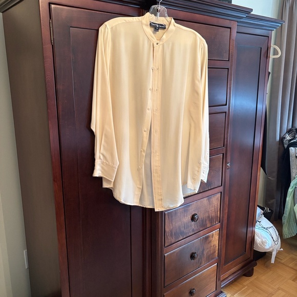 Ralph Lauren Tops - Ralph Lauren Cream Band-Collar Blouse